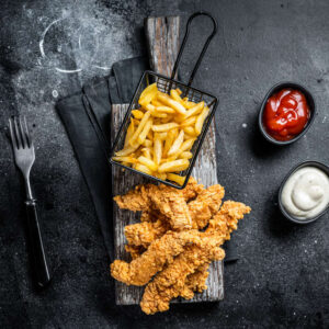 Chicken Strips with Chips or Wedges (3 Pcs)